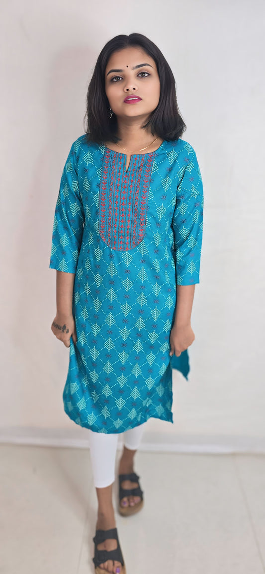 Regular Wear Kurti Blue2