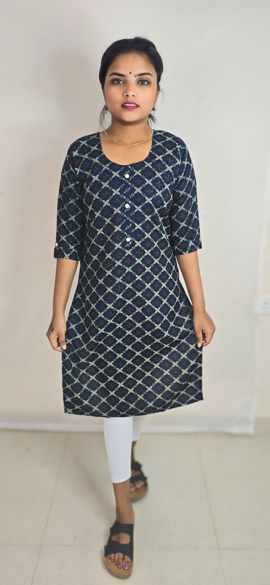 Regular Wear Kurti Navy Blue12
