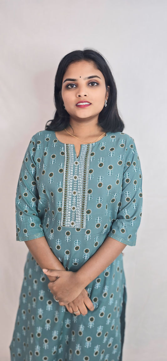 Regular Wear Kurti Green21