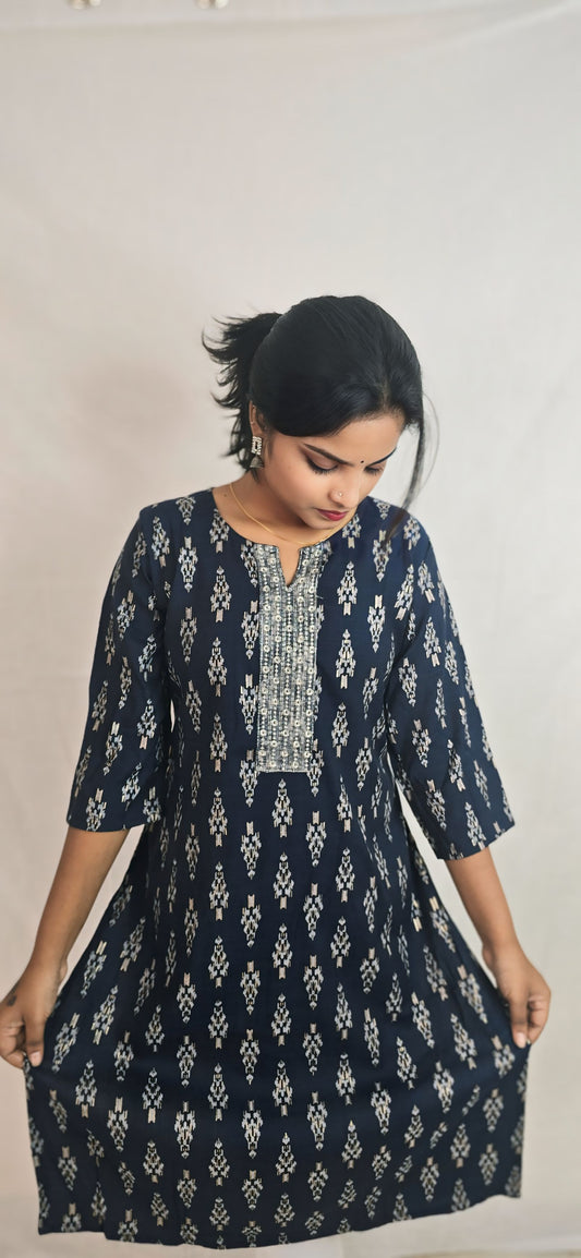 Regular Wear Kurti Blue1