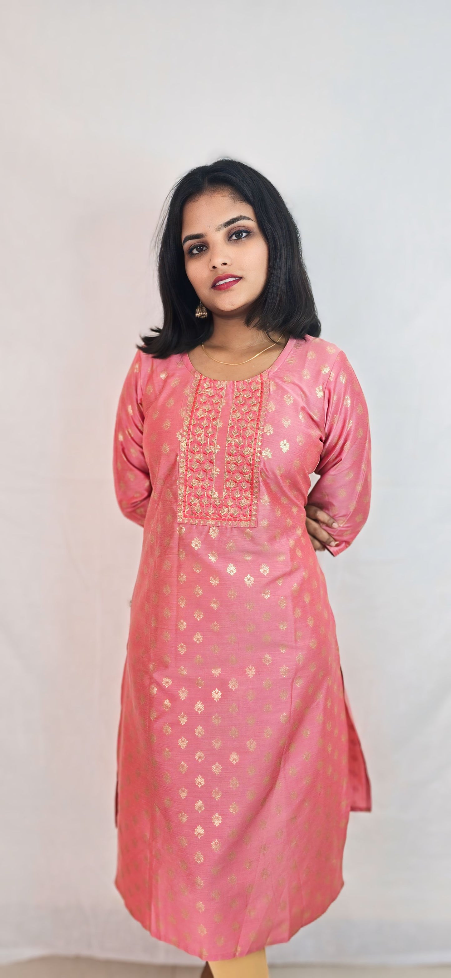 Regular Wear Kurti Pink Gold9